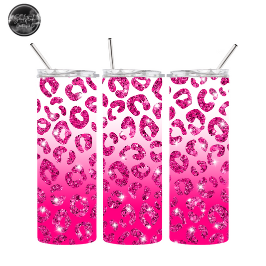 20oz Pink Cheetah Ombre Tumbler