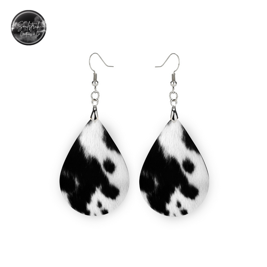 Tear Drop Cow Print Earrings