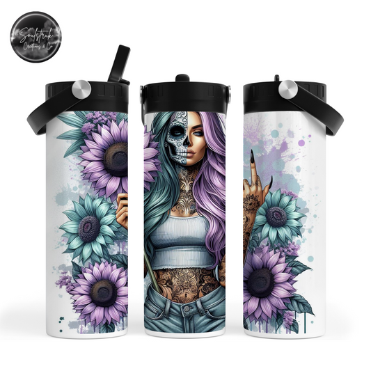 20oz Sugar Skull Bad Girl Sport Water Bottle