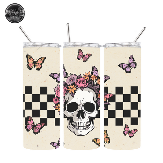 Glow In The Dark Skull Checkered Tumbler