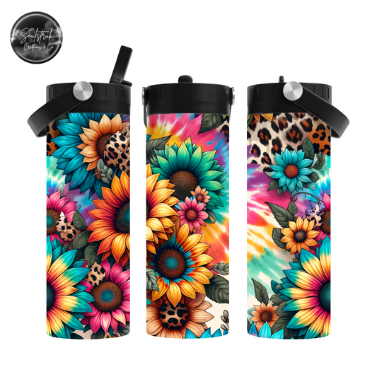 20oz Tie Dye Sunflower Sport Water Bottle