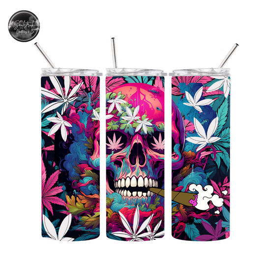 20oz Pink & Blue Skull Blunt Tumbler