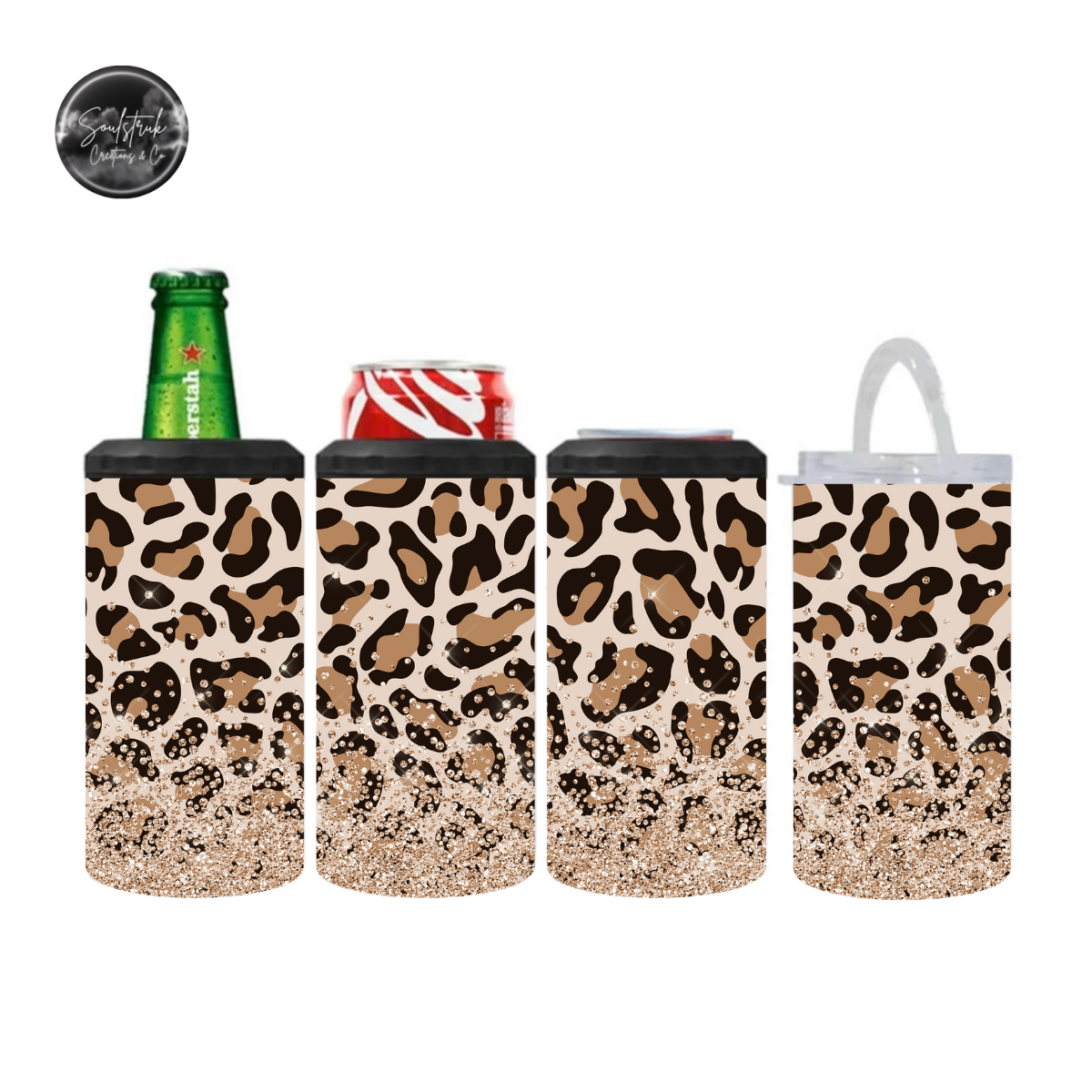 4-1 Can Cooler W/ Cheetah Print