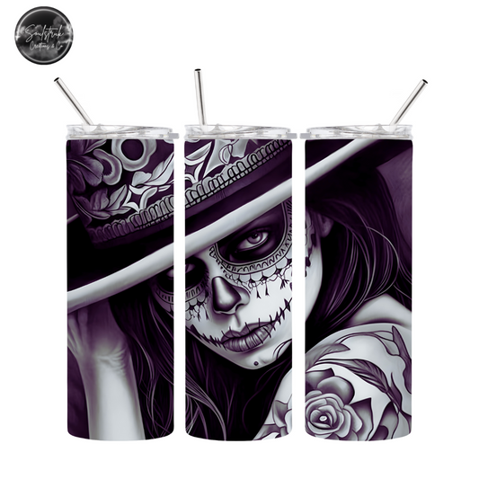 20oz Black & White Chicana Tumbler